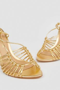 Karen Millen Leather Strappy Wrap Around Heel -Karen Millen shop orange leather strappy wrap around heel 1 4