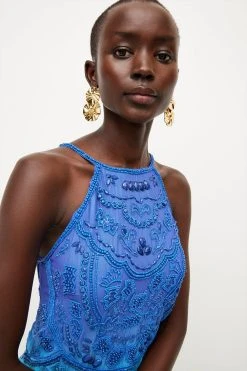 Karen Millen Ombre Fringe Strappy Beaded Maxi Dress 8 Karen Millen Ombre Fringe Strappy Beaded Maxi Dress -Karen Millen shop orange ombre fringe strappy beaded maxi dress 1