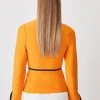 Karen Millen Petite Contrast Piping Bandage Jacket -Karen Millen shop orange petite contrast piping bandage jacket