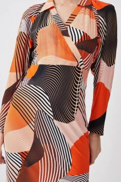 Karen Millen Petite Spliced Geo Collared Batwing Midi Dress 8 Karen Millen Petite Spliced Geo Collared Batwing Midi Dress -Karen Millen shop orange petite spliced geo collared batwing midi dress 2