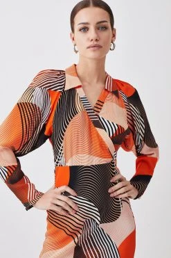 Karen Millen Petite Spliced Geo Collared Batwing Midi Dress 9 Karen Millen Petite Spliced Geo Collared Batwing Midi Dress -Karen Millen shop orange petite spliced geo collared batwing midi dress 3