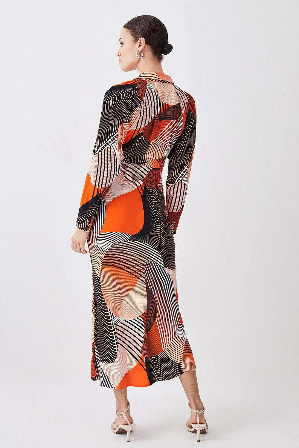 Karen Millen Petite Spliced Geo Collared Batwing Midi Dress 3 Karen Millen Petite Spliced Geo Collared Batwing Midi Dress