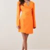Karen Millen Petite Strong Shoulder Wrap Mini Dress