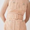 Karen Millen Petite Tweed Belted Pencil Midi Dress