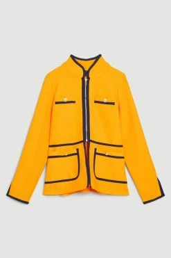 Karen Millen Plus Size Contrast Piping Bandage Jacket -Karen Millen shop orange plus size contrast piping bandage jacket 3