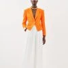 Karen Millen Structured Boucle Single Button Blazer -Karen Millen shop orange structured boucle single button blazer