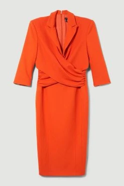 Karen Millen Tall Compact Crepe Wrap Waist Pencil Midi Dress 12 Karen Millen Tall Compact Crepe Wrap Waist Pencil Midi Dress -Karen Millen shop orange tall compact crepe wrap waist pencil midi dress 4