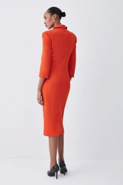 Karen Millen Tall Compact Crepe Wrap Waist Pencil Midi Dress 13 Karen Millen Tall Compact Crepe Wrap Waist Pencil Midi Dress -Karen Millen shop orange tall compact crepe wrap waist pencil midi dress 5
