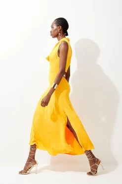 Karen Millen Tall Cowl Neck Woven Crepe Midi Dress 9 Karen Millen Tall Cowl Neck Woven Crepe Midi Dress -Karen Millen shop orange tall cowl neck woven crepe midi dress 1