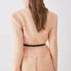 Karen Millen Tweed Oversized Belted Double Breasted Blazer