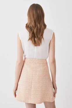 Karen Millen Tweed Pleated Mini Skirt