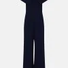 Karen Millen Tailored Bardot Wide Leg Jumpsuit 2 Karen Millen Tailored Bardot Wide Leg Jumpsuit -Karen Millen shop pale blue tailored bardot wide leg jumpsuit