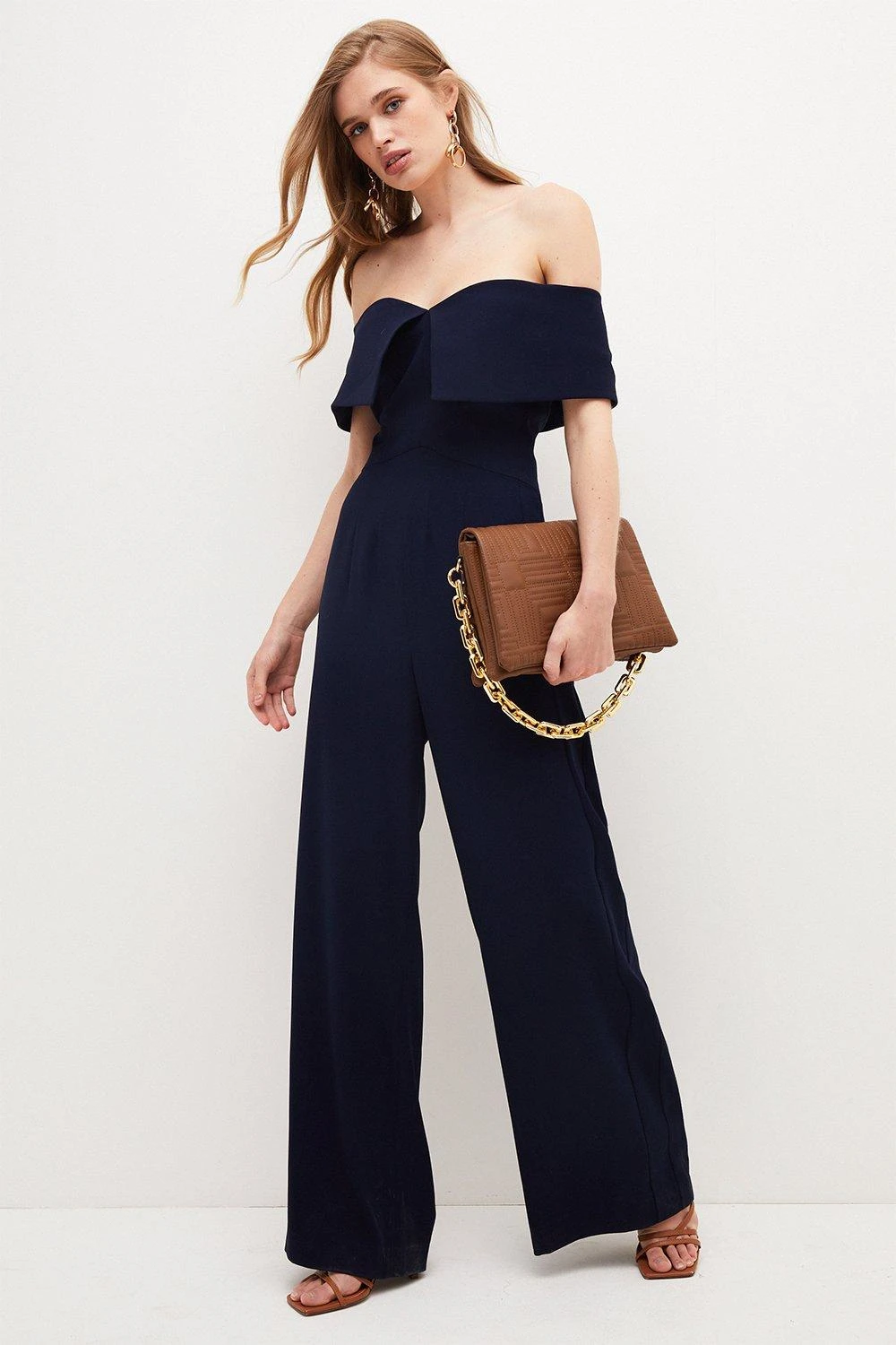 Karen Millen Tailored Bardot Wide Leg Jumpsuit 6 Karen Millen Tailored Bardot Wide Leg Jumpsuit - Image 4
