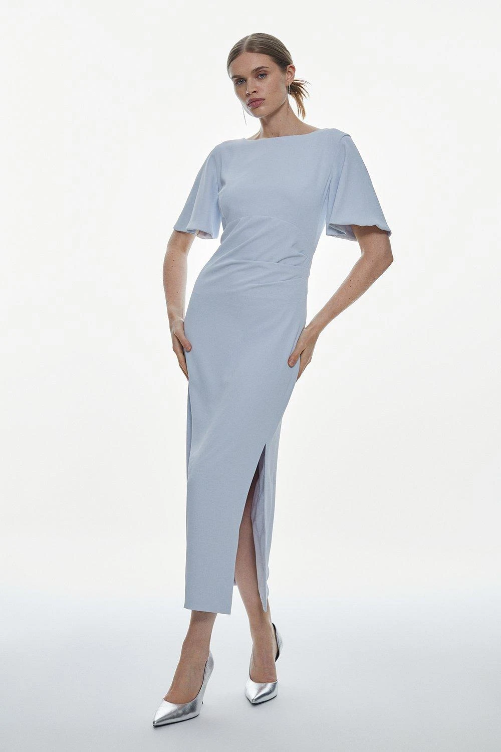 Karen Millen Tall Premium Crepe Flare Sleeve Midi Dress 4 Karen Millen Tall Premium Crepe Flare Sleeve Midi Dress - Image 2
