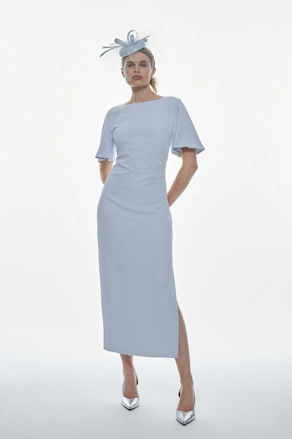 Karen Millen Tall Premium Crepe Flare Sleeve Midi Dress 5 Karen Millen Tall Premium Crepe Flare Sleeve Midi Dress - Image 3