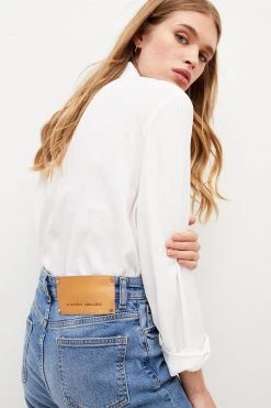 Karen Millen Mid Rise Straight Leg Raw Hem Jeans