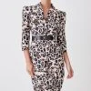 Karen Millen Petite Animal Printed Forever Midi Pencil Dress