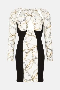 Karen Millen Petite Chain Figure Form Stretch Woven Mini