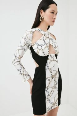 Karen Millen Petite Chain Figure Form Stretch Woven Mini -Karen Millen shop petite chain figure form stretch woven mini 3