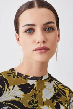 Karen Millen Petite Floral Print Mesh Knot Detail Midaxi Dress -Karen Millen shop petite floral print mesh knot detail midaxi dress 1 3