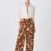 Karen Millen Petite Mixed Animal Woven Wide Leg Trouser