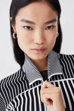 Karen Millen Petite Mono Zip Through Sporty Jacket -Karen Millen shop petite mono zip through sporty jacket 2