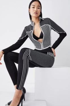 Karen Millen Petite Mono Zip Through Sporty Jacket