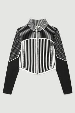 Karen Millen Petite Mono Zip Through Sporty Jacket -Karen Millen shop petite mono zip through sporty jacket 5