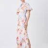 Karen Millen Petite Satin Crepe Etched Floral Maxi Dress -Karen Millen shop petite satin crepe etched floral maxi dress
