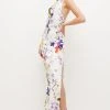 Karen Millen Petite Scattering Viola And Tulipa Floral Compact Viscose Cross Back Maxi -Karen Millen shop petite scattering viola and tulipa floral compact viscose cross back maxi