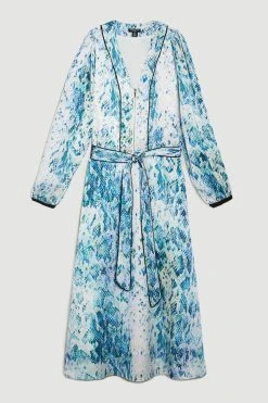 Karen Millen Petite Soft Snake Print Satin Piped Zip Front Midi Dress -Karen Millen shop petite soft snake print satin piped zip front midi dress 1