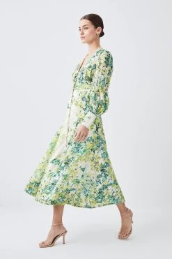 Karen Millen Petite Trailing Floral Woven Plunge Maxi Dress -Karen Millen shop petite trailing floral woven plunge maxi dress 1