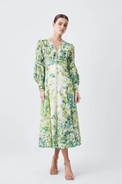 Karen Millen Petite Trailing Floral Woven Plunge Maxi Dress -Karen Millen shop petite trailing floral woven plunge maxi dress 2