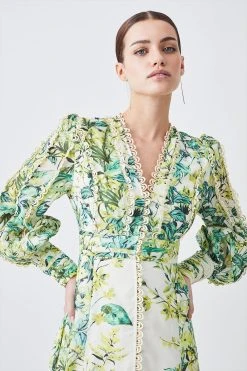 Karen Millen Petite Trailing Floral Woven Plunge Maxi Dress -Karen Millen shop petite trailing floral woven plunge maxi dress 4