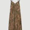 Karen Millen Petite Velvet Animal Devoure Strappy Woven Midi Dress