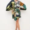 Karen Millen Petite Viscose Crepe Snake Kimono Mini Dress