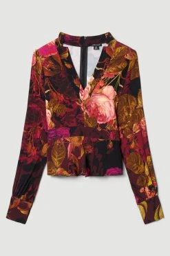Karen Millen Photographic Floral Woven Blouse -Karen Millen shop photographic floral woven blouse 2
