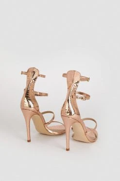 Karen Millen 4 Strap Croc Sandal -Karen Millen shop pink 4 strap croc sandal 1 3