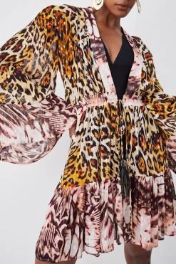 Karen Millen Beach Metallic Printed Mini Cover Up -Karen Millen shop pink beach metallic printed mini cover up 1