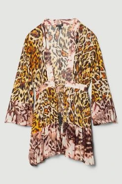 Karen Millen Beach Metallic Printed Mini Cover Up -Karen Millen shop pink beach metallic printed mini cover up 5