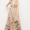 Karen Millen Blush Botanical Border Print Silk Cotton Maxi Dress