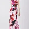 Karen Millen Diamante Trim Floral Woven Maxi Dress -Karen Millen shop pink diamante trim floral woven maxi dress