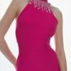 Karen Millen Diamante Trim Halter Bandage Mini Dress -Karen Millen shop pink diamante trim halter bandage mini dress