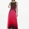 Karen Millen Embellished Ombre Print Pleated Midi Dress