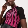 Karen Millen Faded Geo Knitted Top -Karen Millen shop pink faded geo knitted top