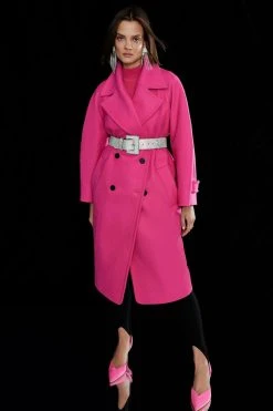 Karen Millen Italian Virgin Wool Rounded Shoulder Double Breasted Coat