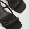 Karen Millen Leather Crystal Strappy Sandal Heel