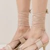 Karen Millen Leather Twist Detail Wrap Around Low Heel -Karen Millen shop pink leather twist detail wrap around low heel