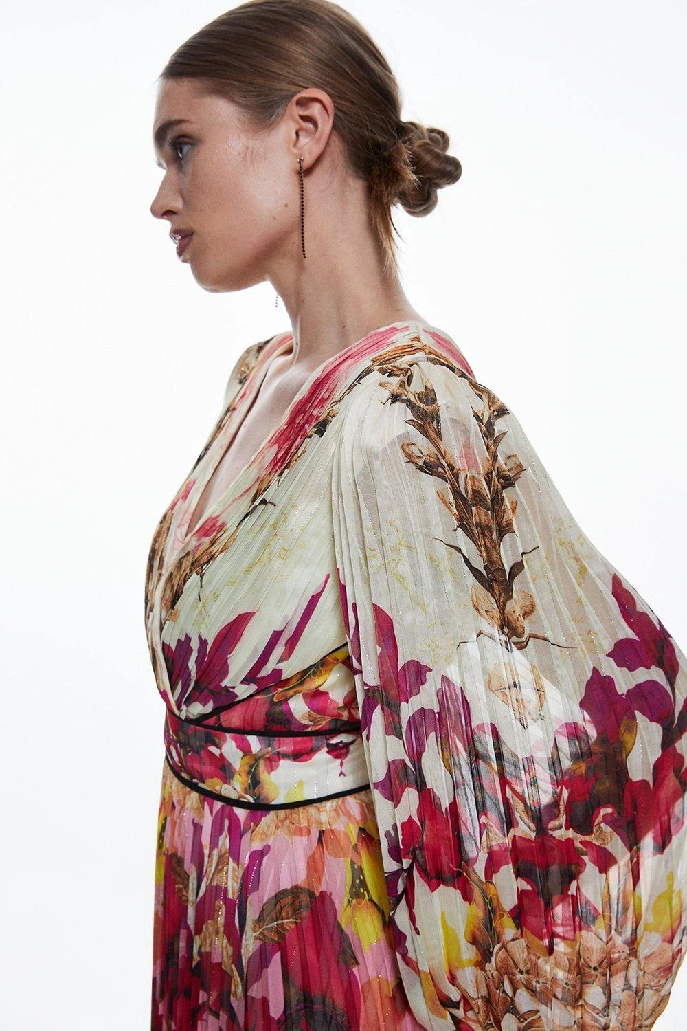 Karen Millen Mirrored Ombre Floral Pleat Drama Woven Mini Dress 6 Karen Millen Mirrored Ombre Floral Pleat Drama Woven Mini Dress - Image 4