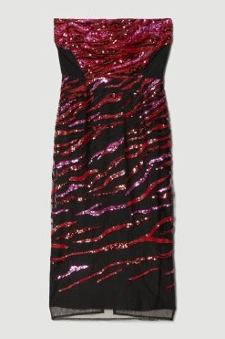 Karen Millen Petite Abstract Sequin Bandeau Dress -Karen Millen shop pink petite abstract sequin bandeau dress 1